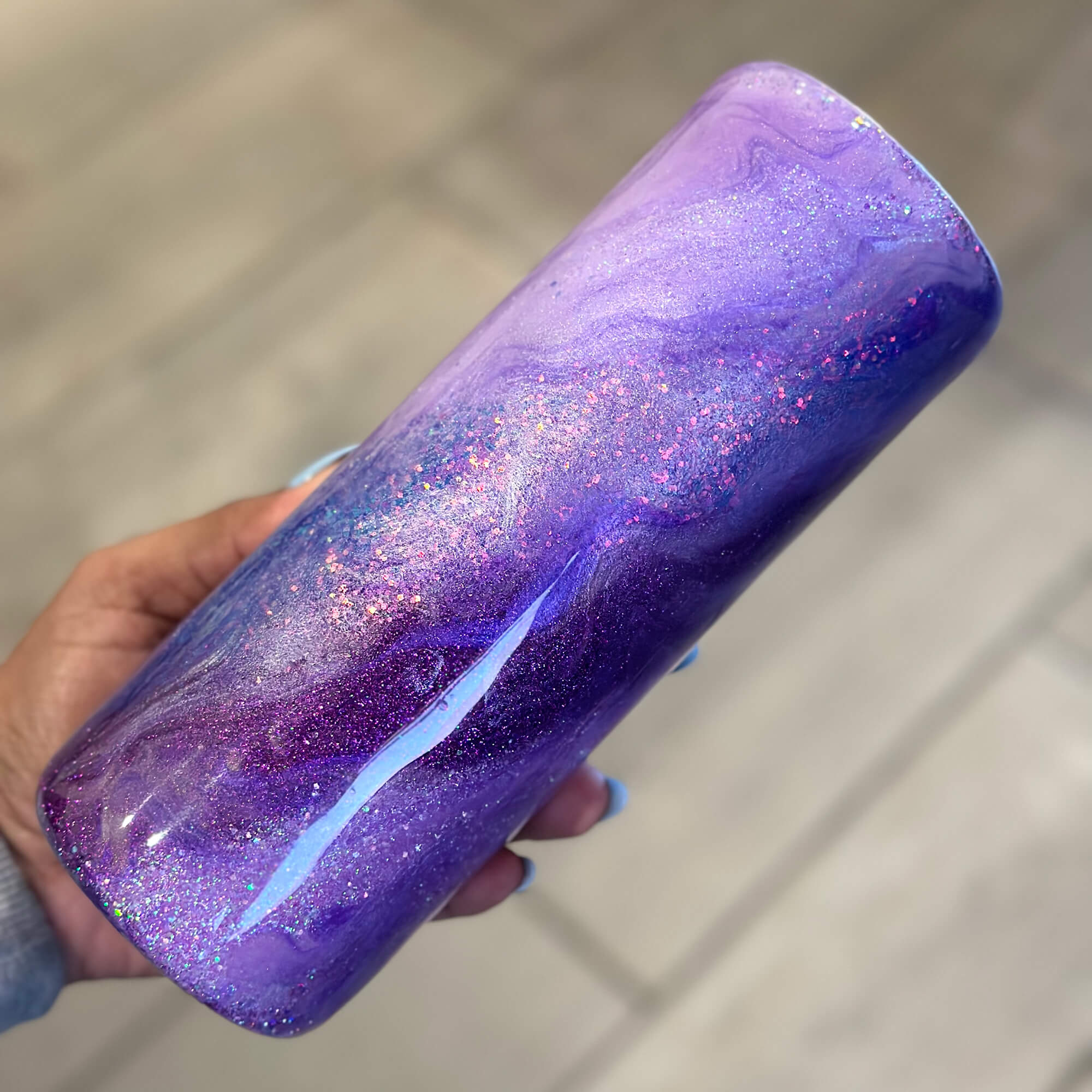 Blue Purple Milky Way Glitter Tumbler